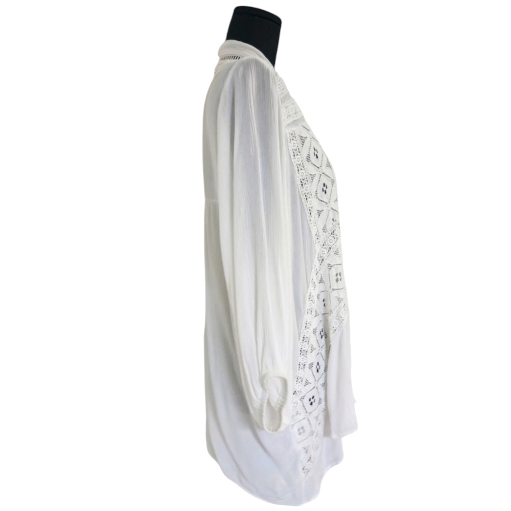 5/$25 Anne French White Lace Panel 3/4 Sleeve Kimono - Picture 6 of 8